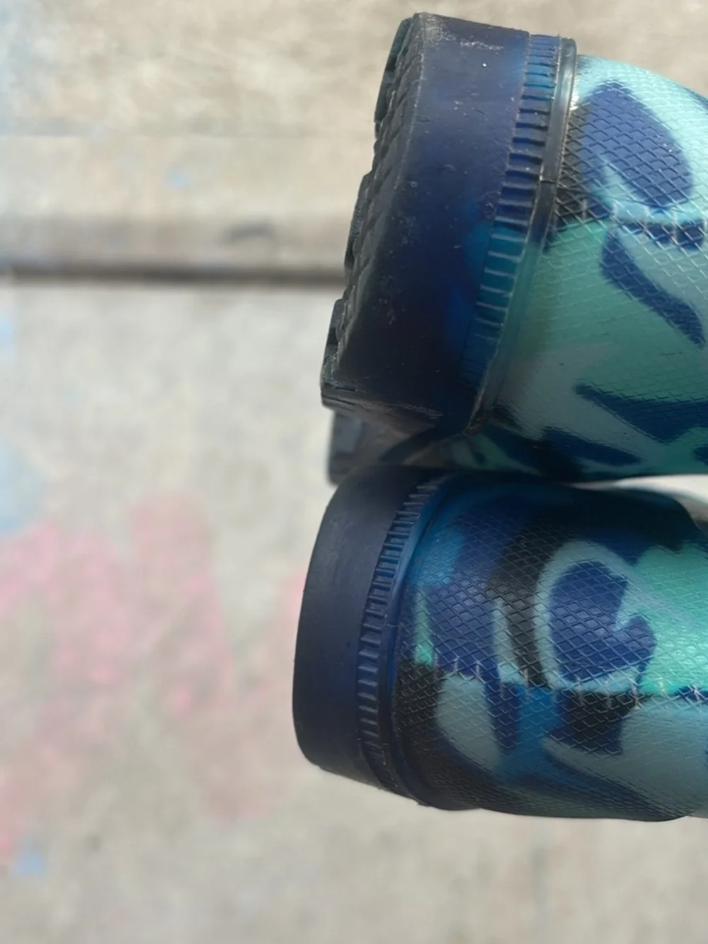 Kids Blue Camo light up Rain Boots with Pull Handles